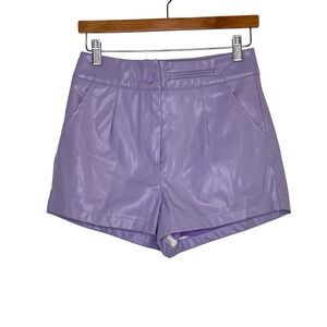 TCEC Boutique Women Faux Leather Short Size S Purple Game Day Glam Sorority Chic